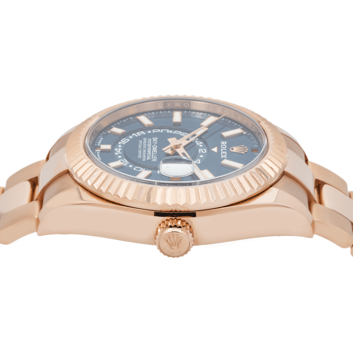 Pre-Owned Rolex Sky-Dweller 42MM 336935 Blue Dial Fluted Bezel 18K Rose Gold Oyster Bracelet
