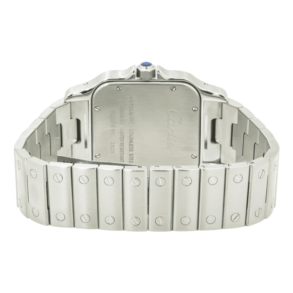 Pre-Owned Cartier Santos Galbée XL 32MM W20098D6 / 2823 Silver Roman Dial Diamond Bezel Stainless Steel Bracelet