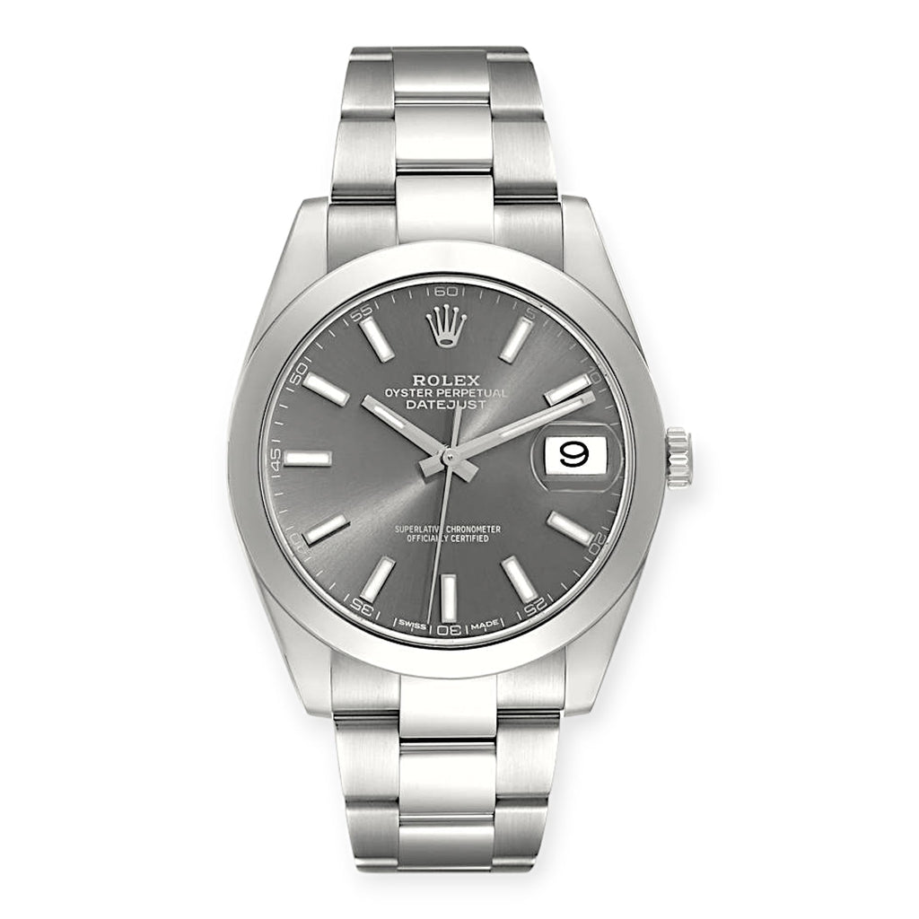 Pre-Owned Rolex Datejust 41 Slate Dial 126300 Smooth Bezel Steel Mens Watch