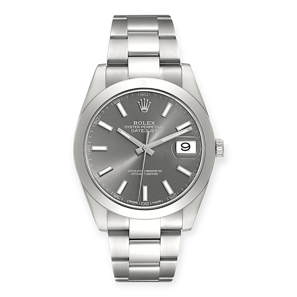 Pre-Owned Rolex Datejust 41 Slate Dial 126300 Smooth Bezel Steel Mens Watch