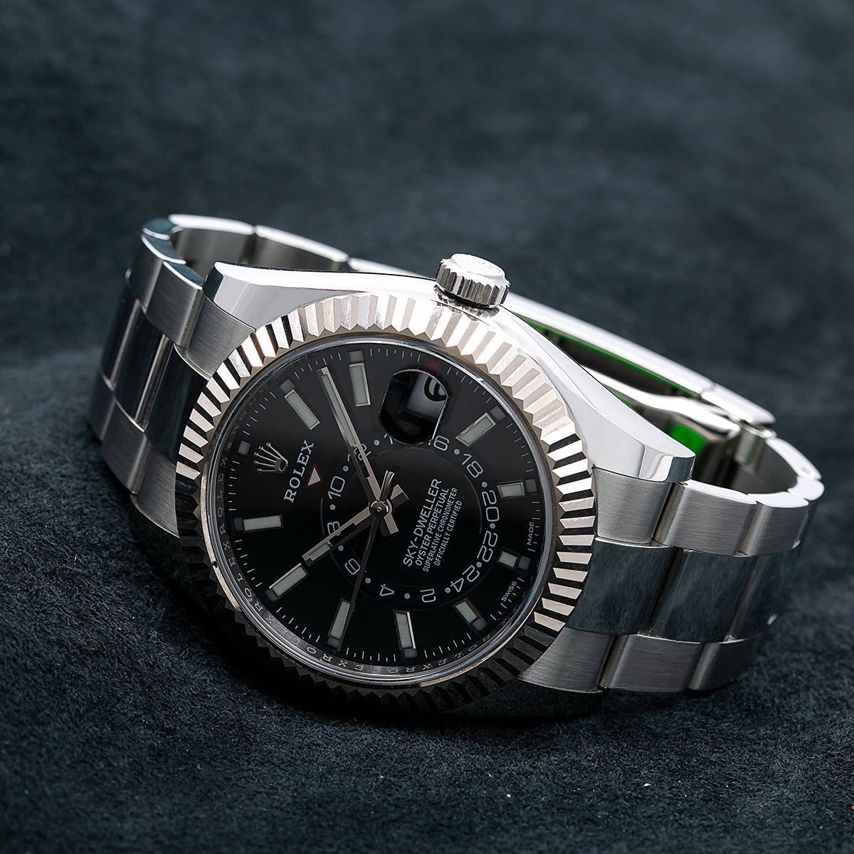 Pre-Owned Rolex Sky-Dweller 326934 42MM Black Dial With Stainless Steel Oyster Bracelet