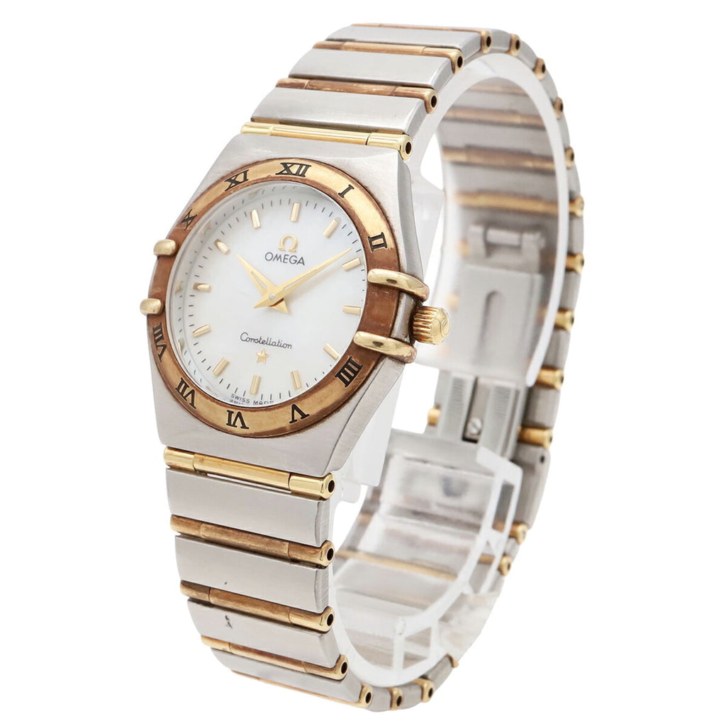 Pre-Owned OMEGA Constellation '95 Full Bar White Mother-of-Pearl Dial Stainless Steel Yellow...