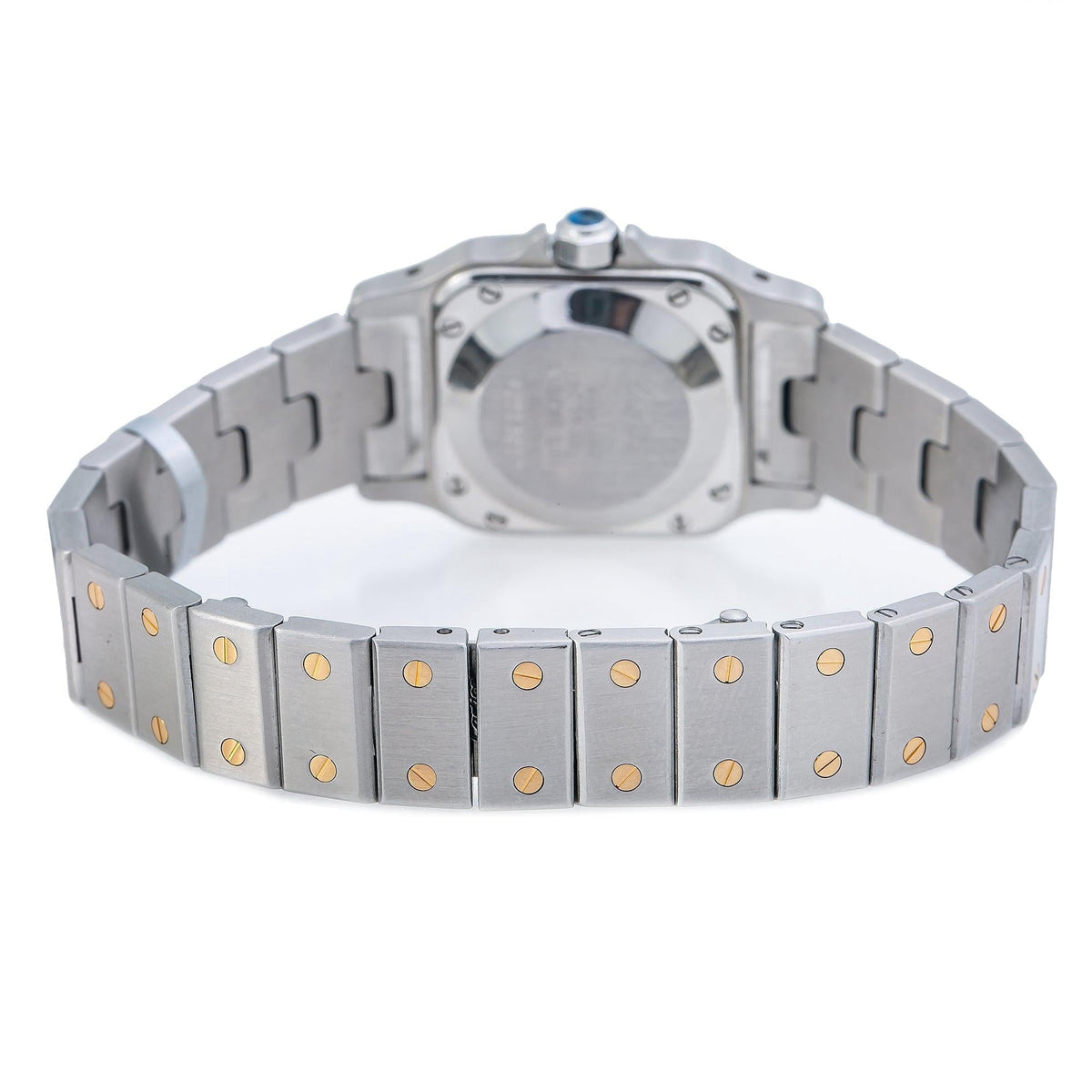 Pre-Owned Cartier Santos Galbée 24MM W20012C4 Silver Roman Dial Yellow Gold Bezel Two Tone Yellow Gold Bracelet