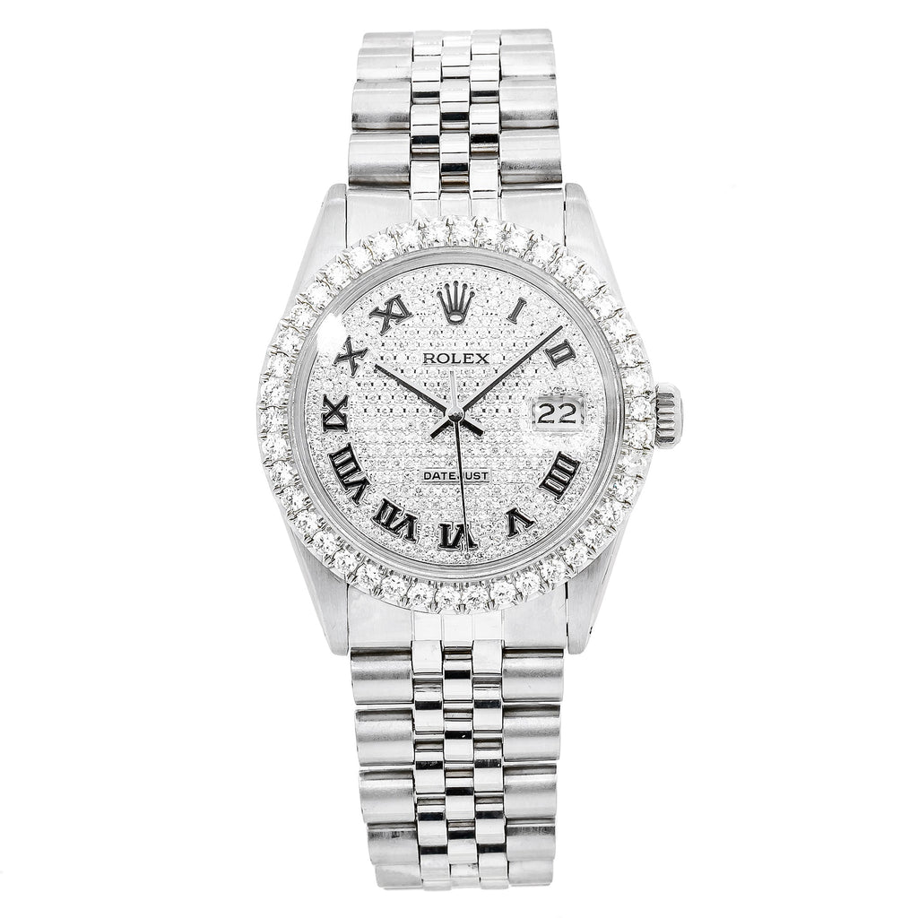 Pre-Owned Rolex Datejust 16014 36 mm White Diamond Dial Stainless Steel Jubilee Bracelet Men’s Watch