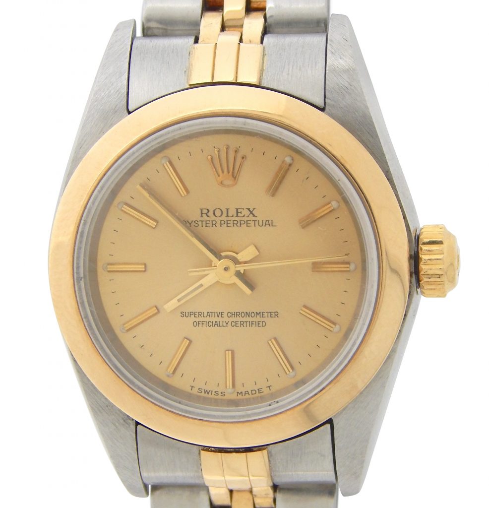 Pre-Owned Ladies Rolex Two-Tone 18K/SS Oyster Perpetual Champagne 76243