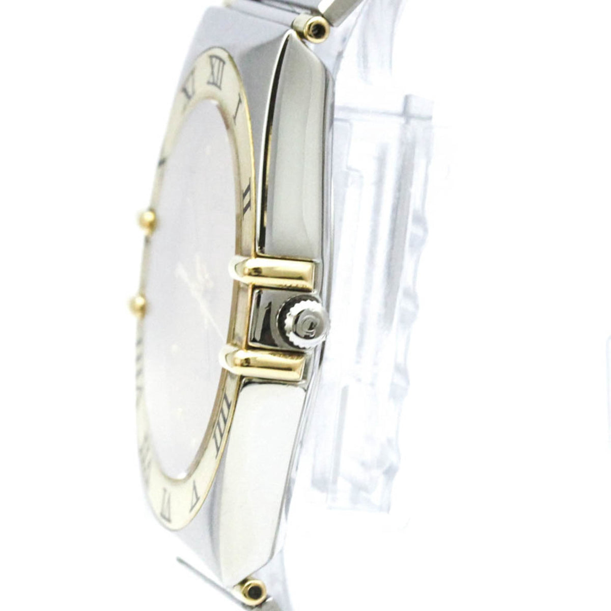 Pre-Owned OMEGA Constellation 18K Gold Steel Quartz Mens Watch 396.1080 Polished