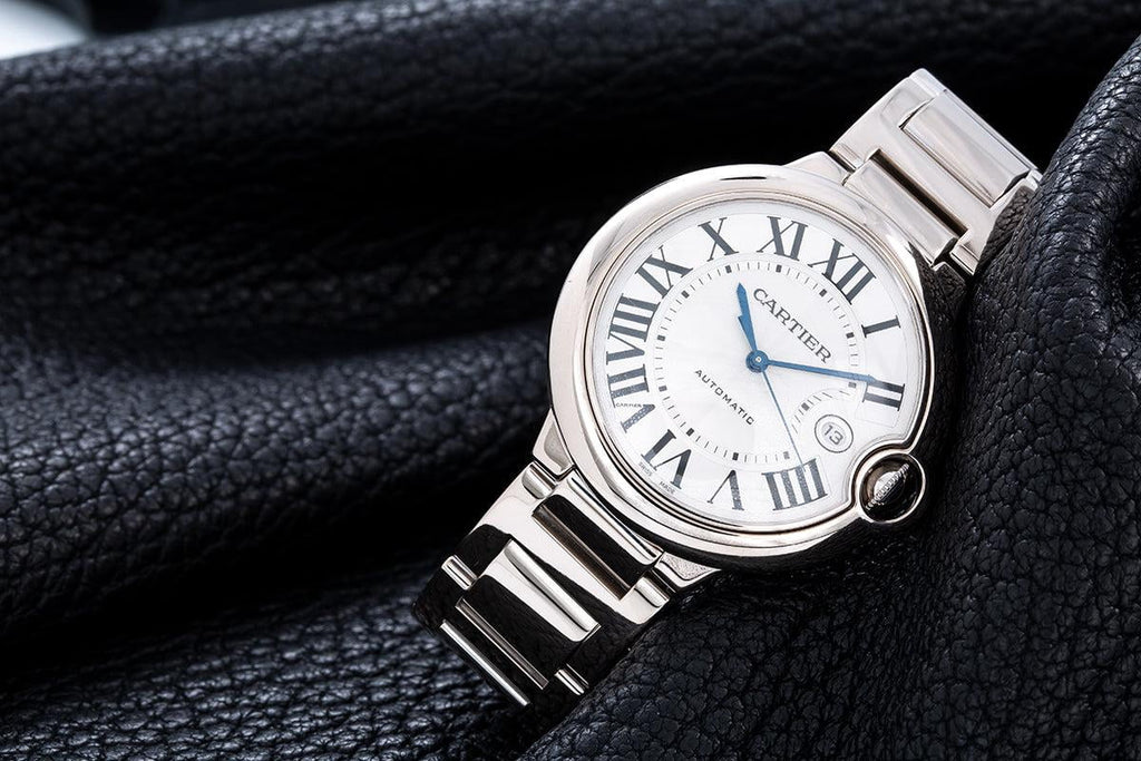 Pre-Owned Cartier Ballon Bleu 42MM W69013Z2 Silver Roman Dial Stainless Steel Bracelet