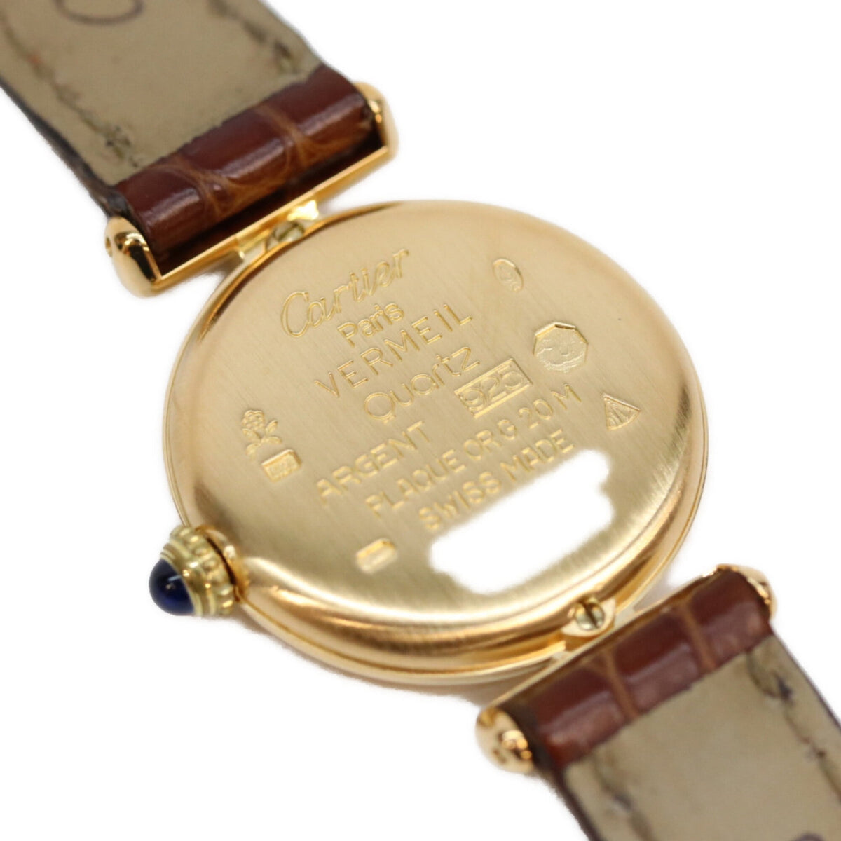 Pre-Owned Cartier W1000653 925 Must Colisée SM Ivory Roman Dial Vermeil Quartz Watch Gold...