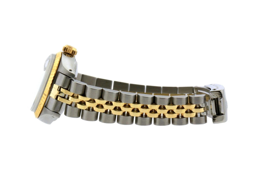 Pre-Owned Rolex Datejust 26MM 69173 Turquoise Diamond Dial Fluted Bezel Two Tone Yellow Gold Jubilee Bracelet