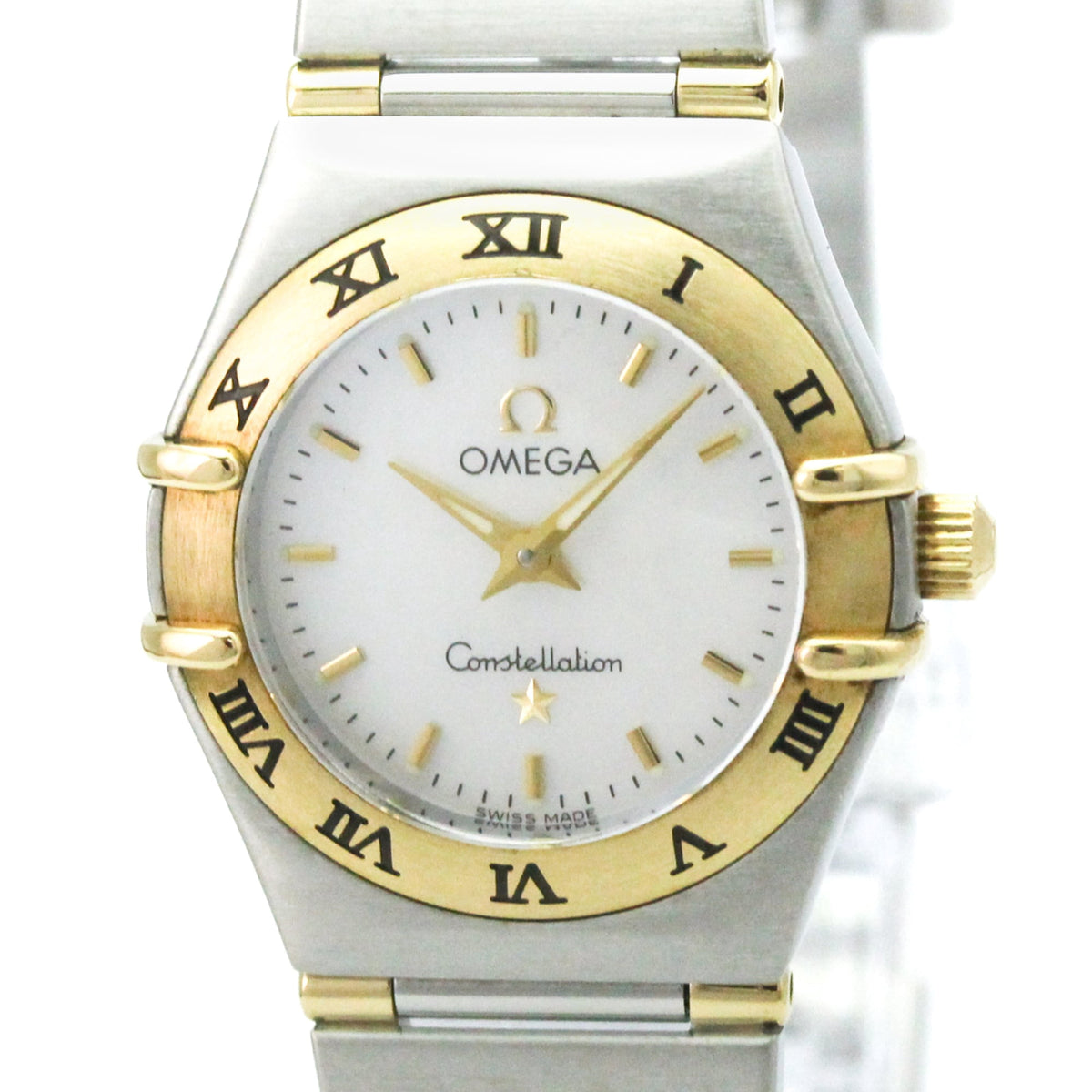 Pre-Owned OMEGA Constellation MOP 18K Gold Steel Ladies Watch 1362.70 Polished
