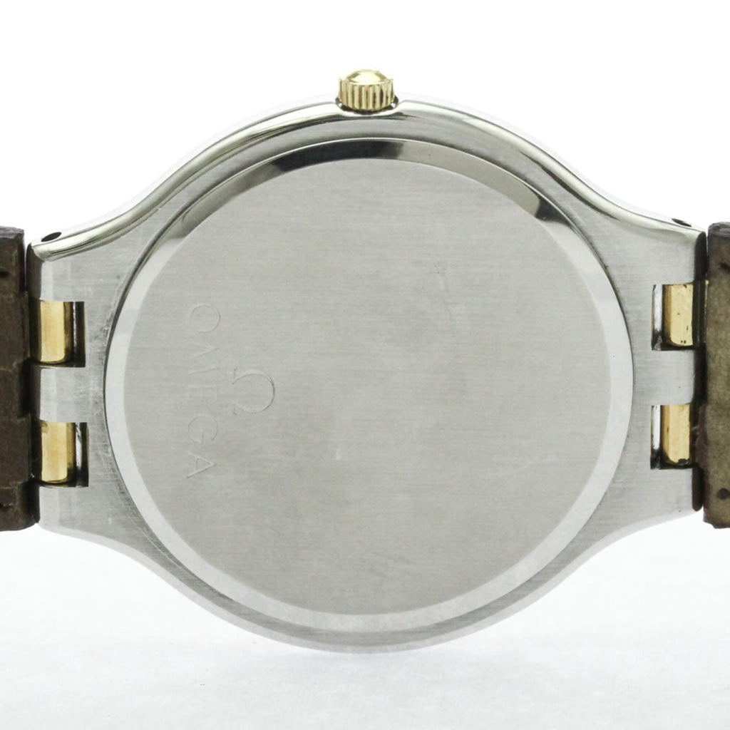 Pre-Owned OMEGA De Ville Symbol K18 Gold Steel Quartz Mens Watch 196.0316 Polished