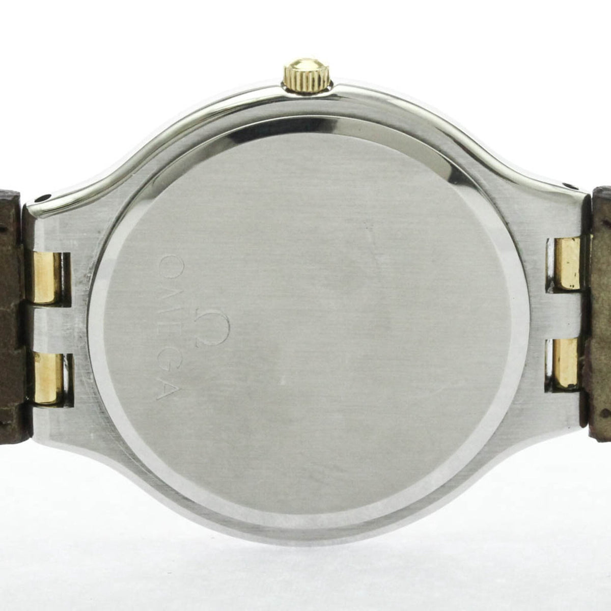 Pre-Owned OMEGA De Ville Symbol K18 Gold Steel Quartz Mens Watch 196.0316 Polished
