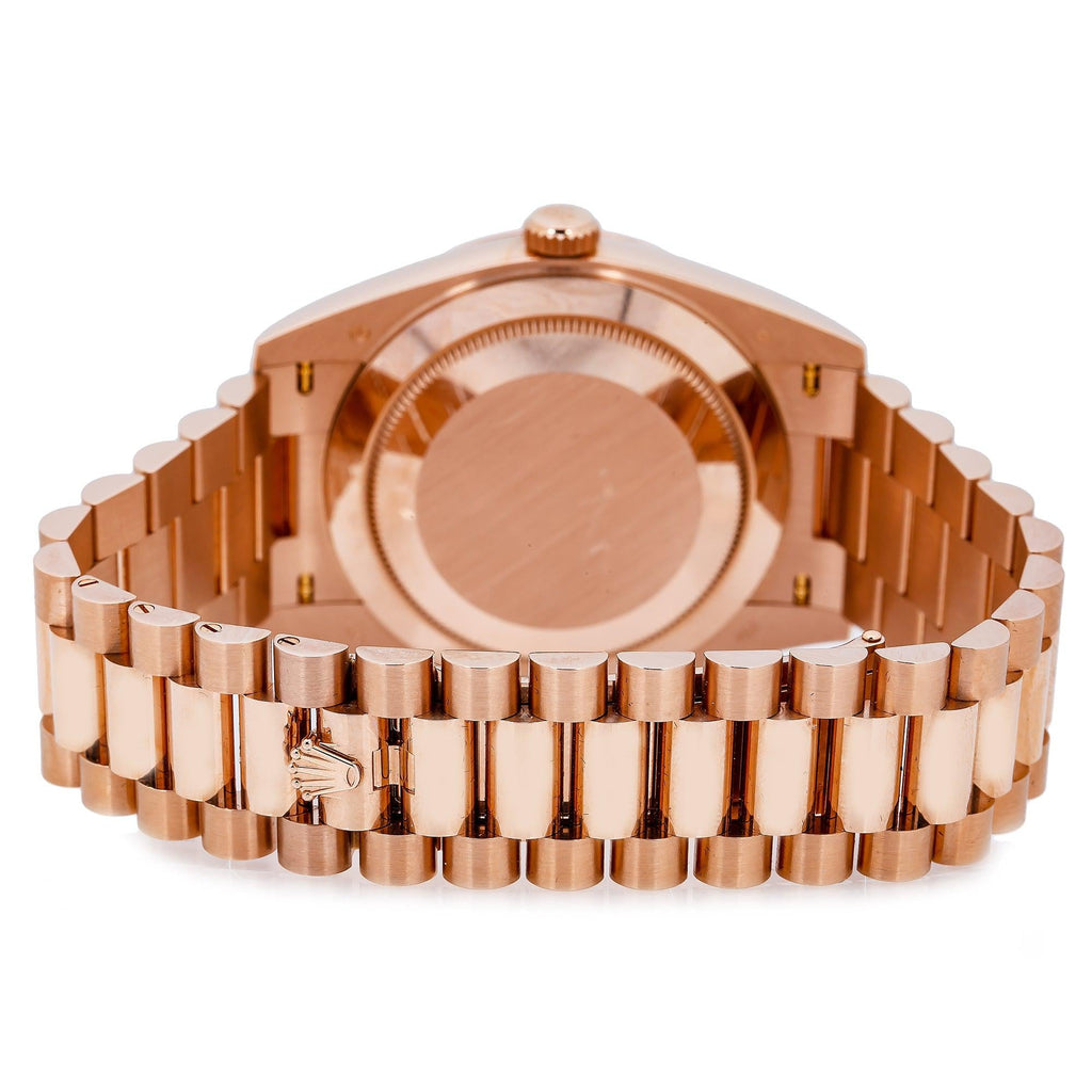 Pre-Owned Rolex Day-Date 40MM 228235 Sundust Roman Dial Fluted Bezel 18K Rose Gold President Bracelet