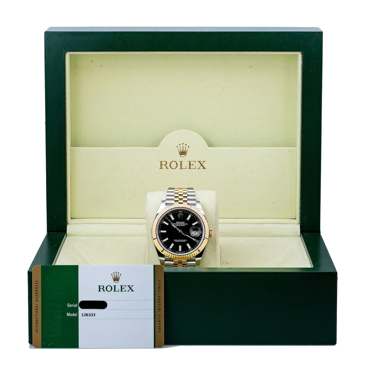 Pre-Owned Rolex Datejust 41MM 126333 Black Dial Fluted Bezel Two Tone Yellow Gold Jubilee Bracelet