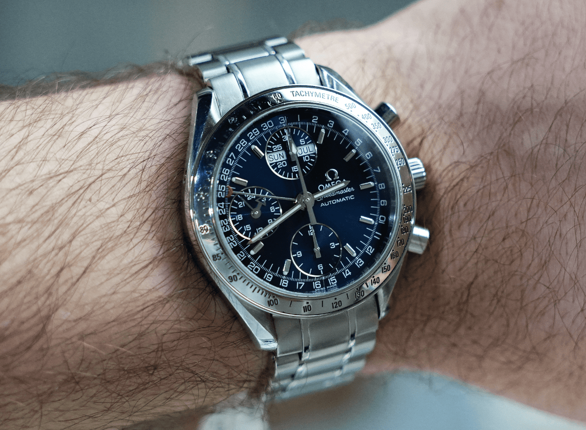 Pre-Owned Omega Speedmaster Day-Date 3523.80.00 â€“ 39mm Blue Dial with Stainless Steel Bracelet