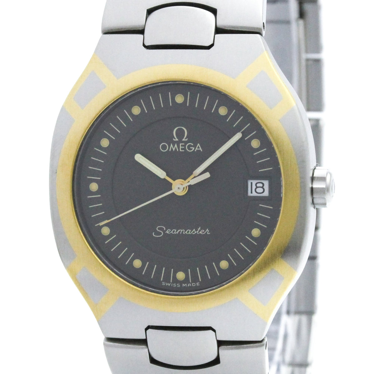 Pre-Owned OMEGA Seamaster Polaris 18K Gold Steel Mens Watch 396.1022 Polished