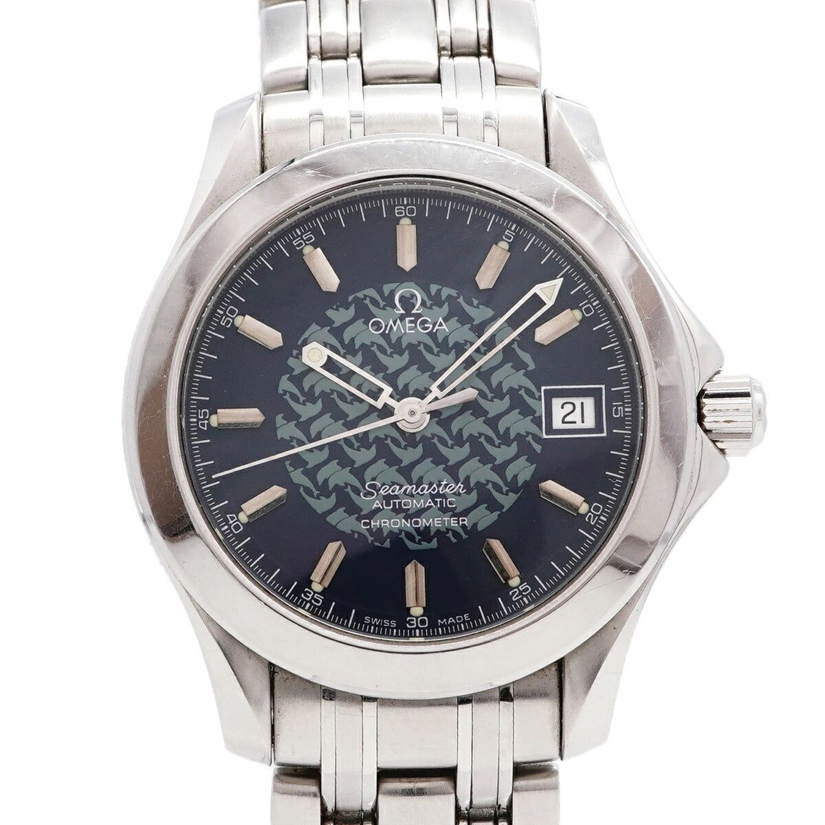 Pre-Owned Omega Seamaster Jacques Mayol 2500.80 Blue Dial Men's Watch