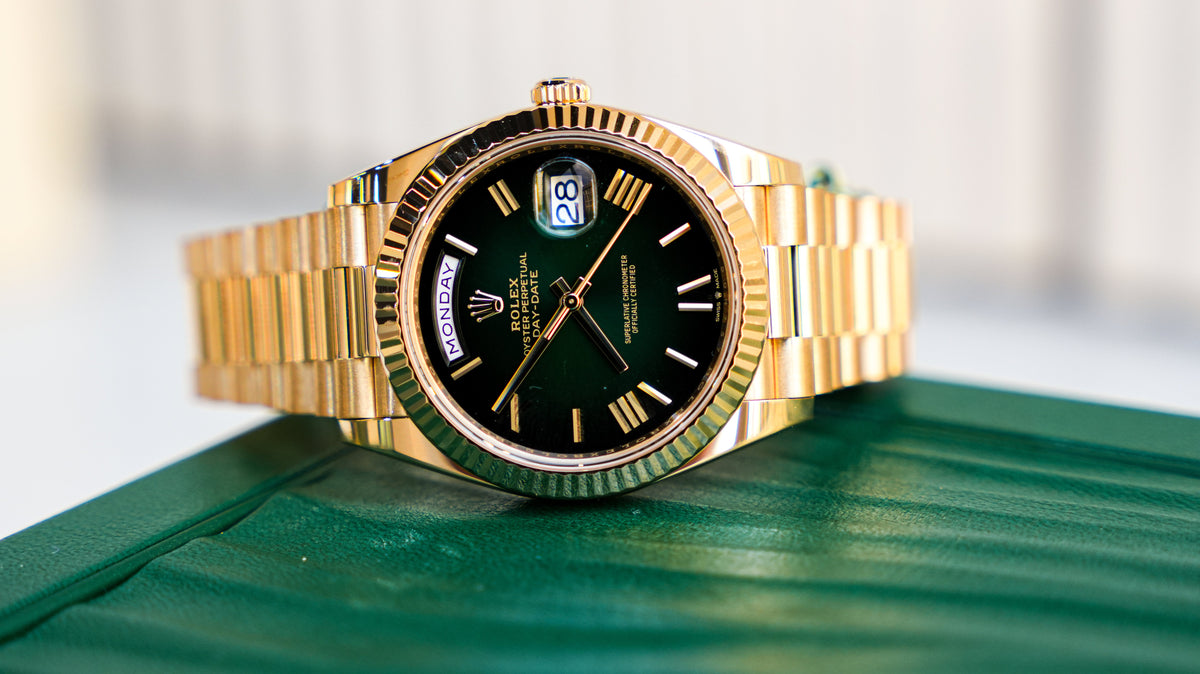 Pre-Owned Rolex Day-Date 40 Green Ombre Dial â€“ 228238
