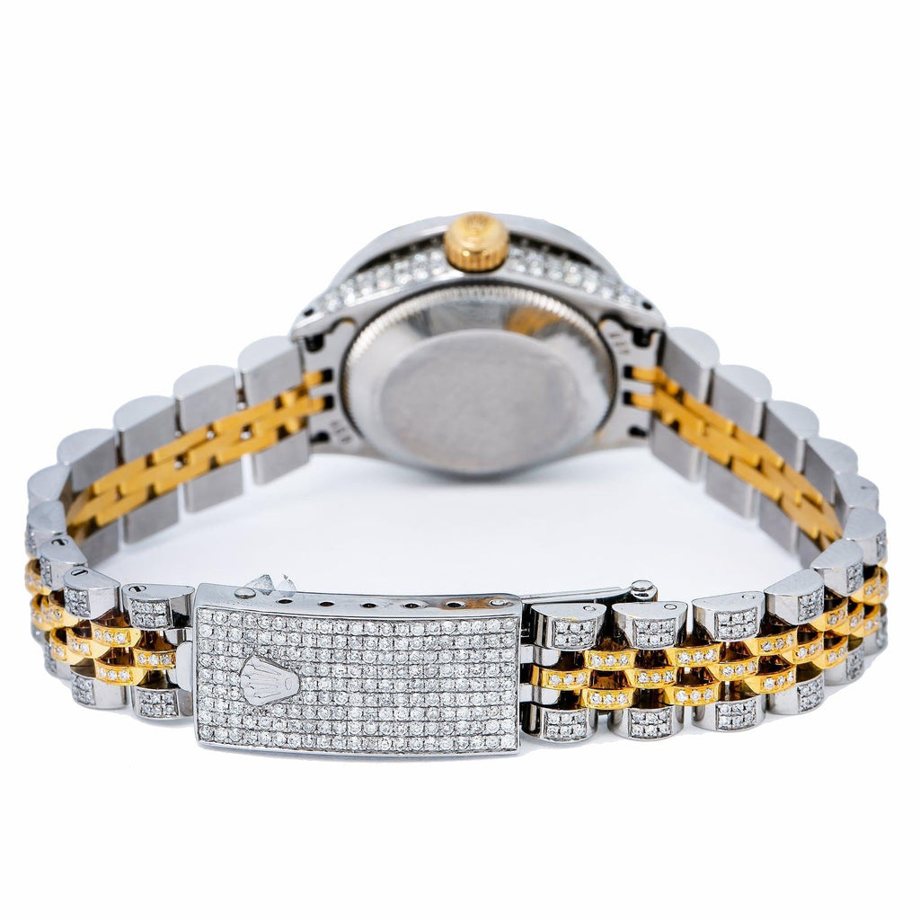 Pre-Owned Rolex Datejust 26MM 69173 Purple Diamond Dial Diamond Bezel Two Tone Yellow Gold Full Diamond Jubilee Bracelet