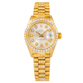 Pre-Owned Rolex Datejust 26MM 69178 Mother of Pearl Diamond Dial Diamond Bezel 18K Yellow Gold Semi Diamond President Bracelet