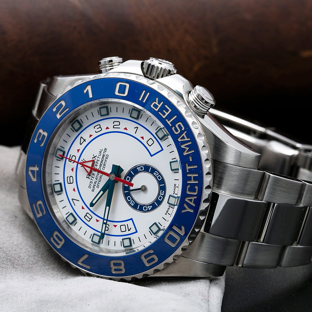 Pre-Owned Rolex Yacht-Master II 116680 44MM White Dial Blue Hands With Stainless Steel Bracelet