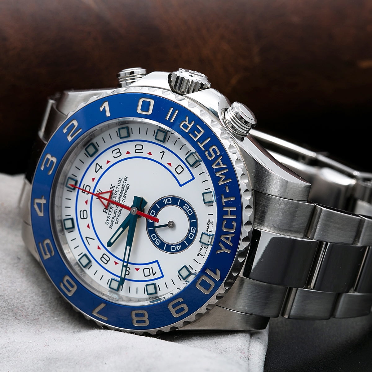 Pre-Owned Rolex Yacht-Master II 116680 44MM White Dial Blue Hands With Stainless Steel Bracelet