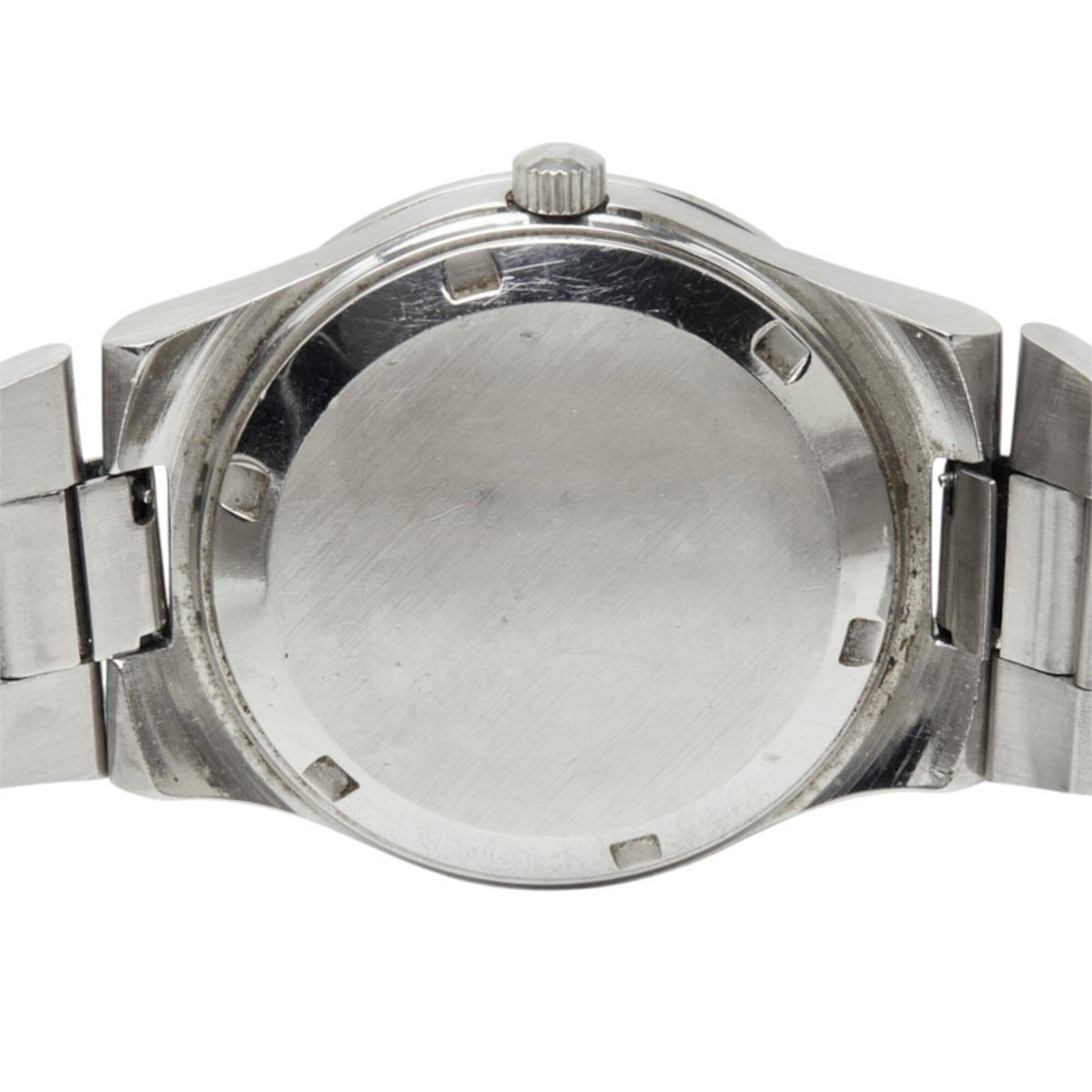 Pre-Owned Omega Geneve watch, Swiss-made quartz, silver dial, stainless steel, men's watch.