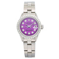 Pre-Owned Rolex Datejust 26MM 6916 Purple Diamond Dial Diamond Bezel Stainless Steel Oyster Bracelet