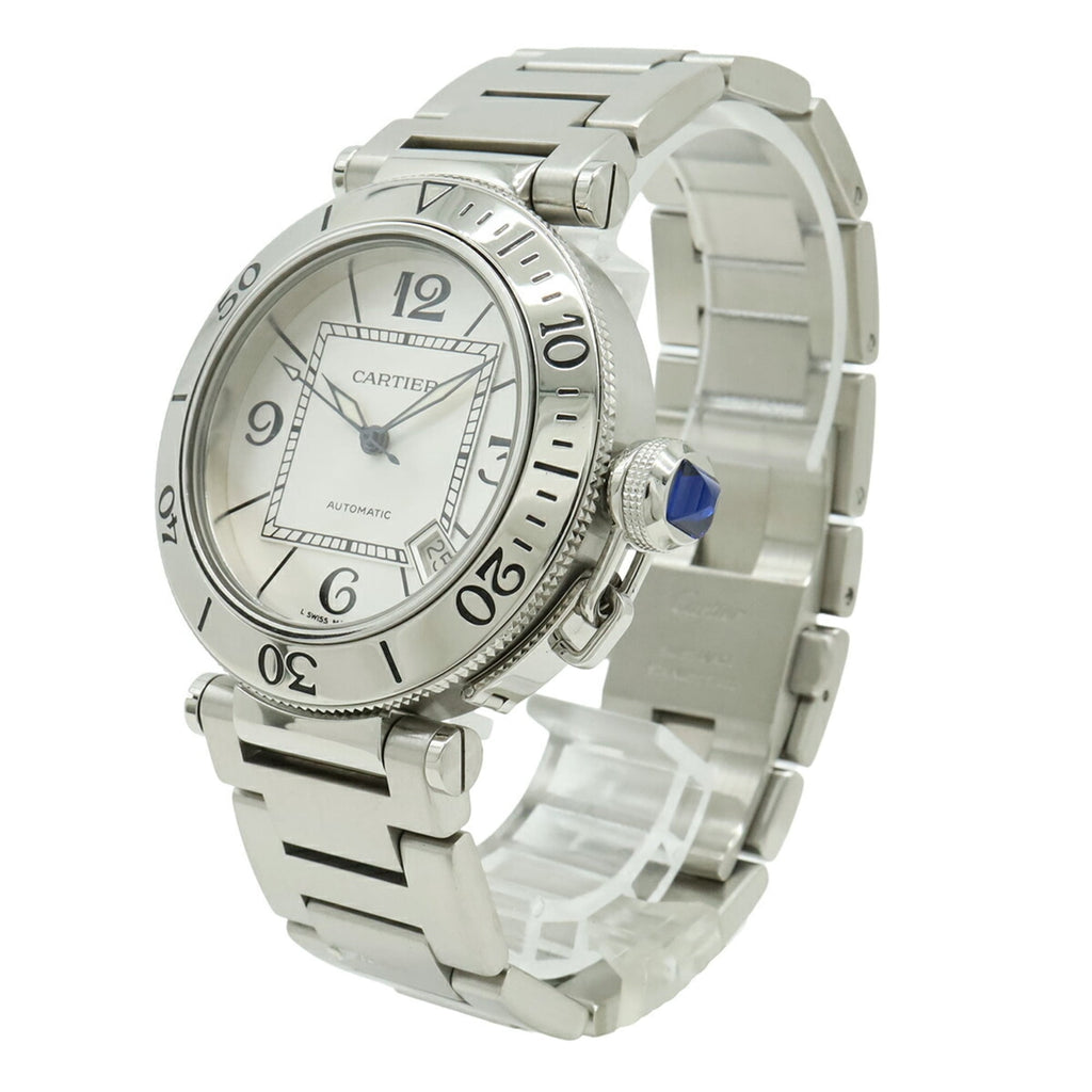 Pre-Owned Cartier Pasha Seatimer, silver dial, automatic transmission, men's watch, W31080M7