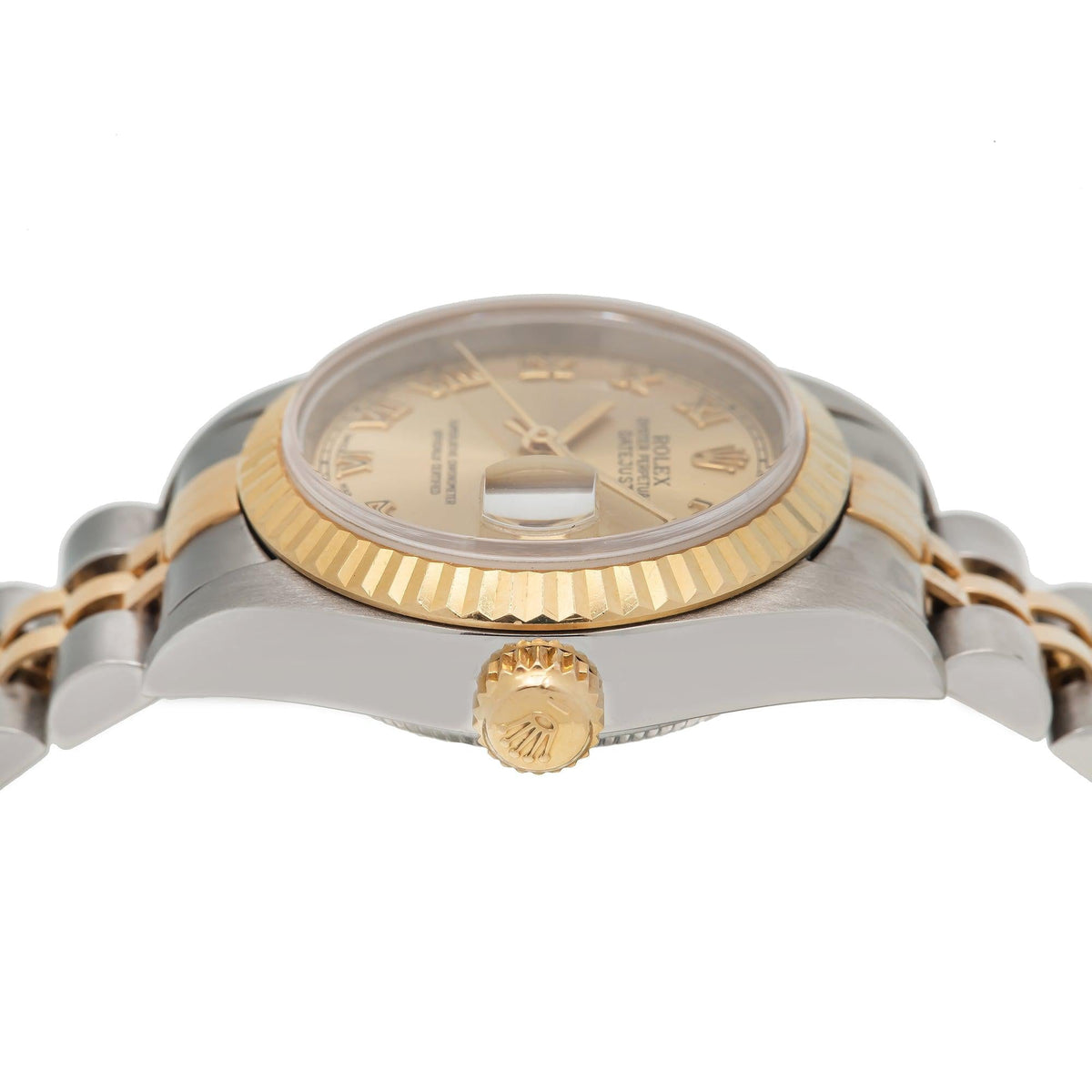 Pre-Owned Rolex Datejust 26MM 6917 Champagne Roman Dial Fluted Bezel Two Tone Yellow Gold Jubilee Bracelet