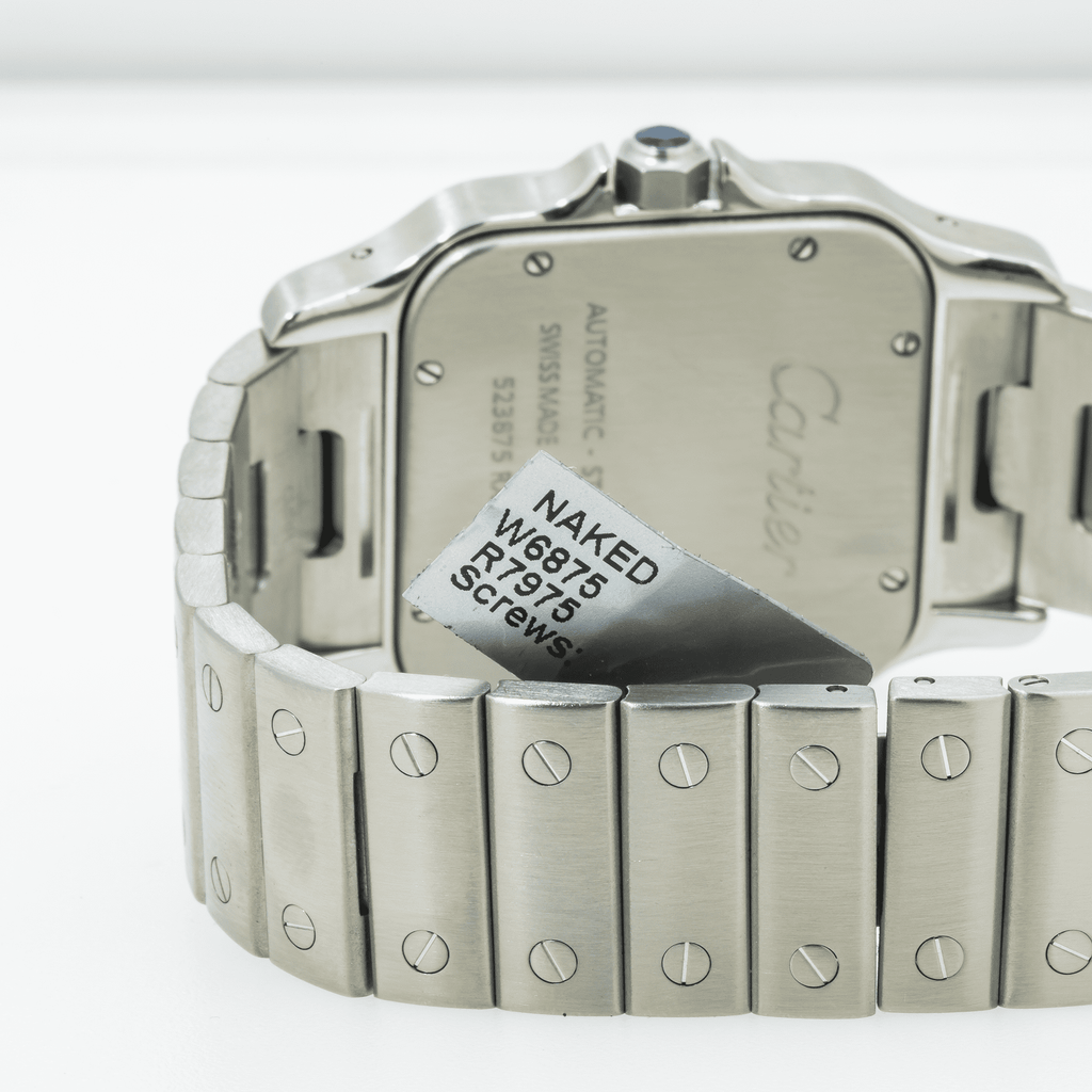 Pre-Owned Cartier Santos Galbée XL 32MM W20098D6 / 2823 Silver Roman Dial Diamond Bezel Stainless Steel Bracelet