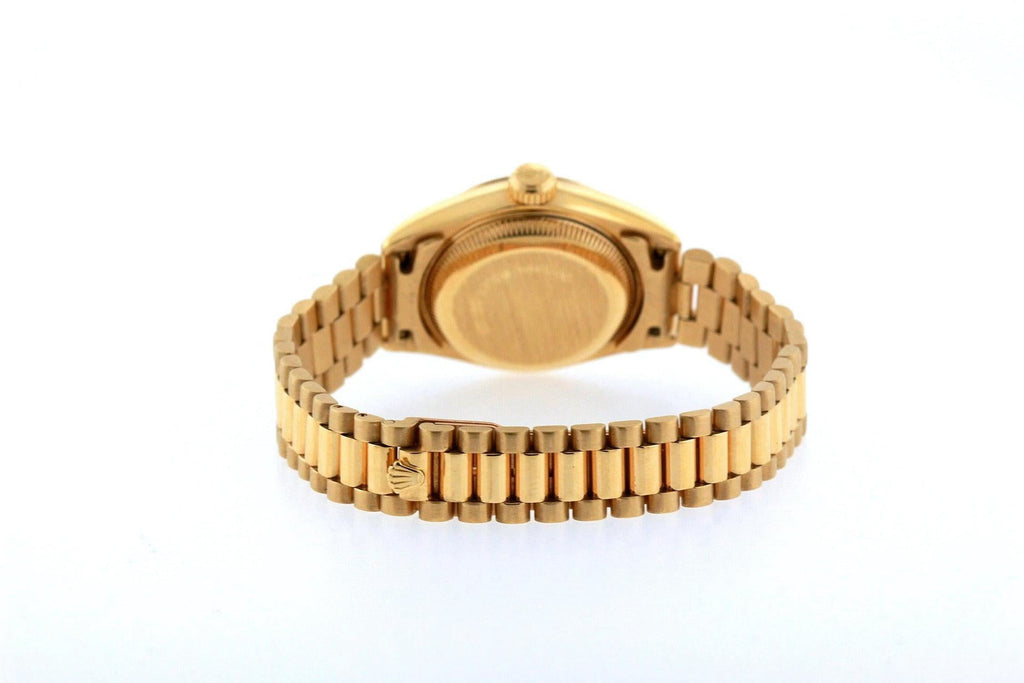 Pre-Owned Rolex Datejust 26MM 69178 Red Diamond Dial Fluted Bezel 18K Yellow Gold President Bracelet