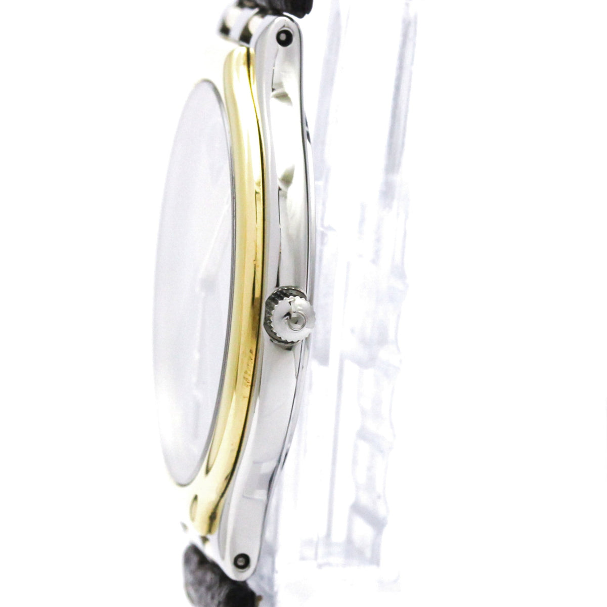 Pre-Owned OMEGA De Ville Symbol K18 Gold Steel Quartz Mens Watch 196.0316 Polished