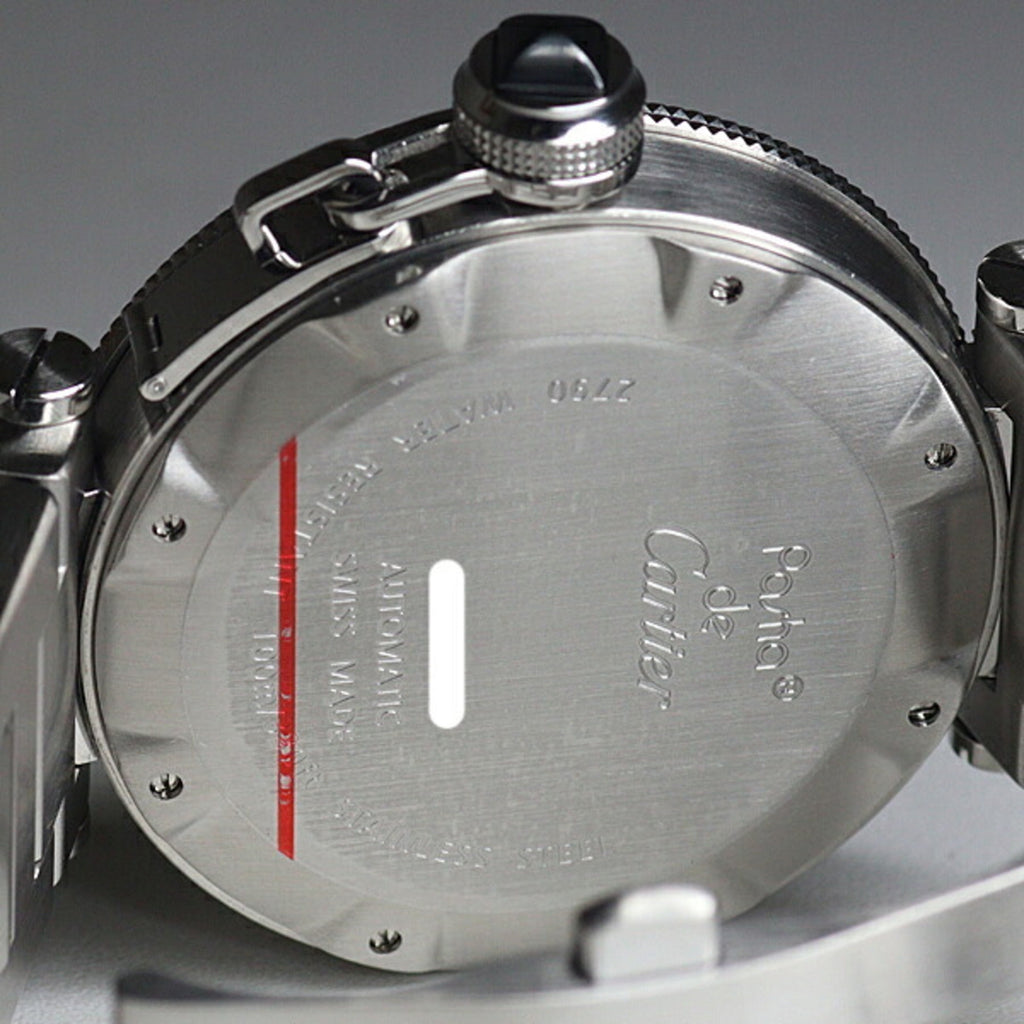 Pre-Owned Cartier Pasha Seatimer W31077M7 Men's Watch, Black Dial, Stainless Steel, Automatic...