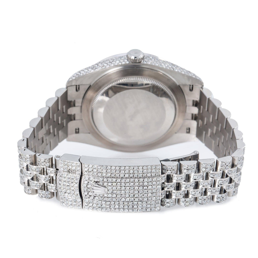 Pre-Owned Rolex Datejust 41MM 126300 Diamond Paved Rainbow Eastern Arabic Dial Rainbow Gemstone Bezel Stainless Steel Full Diamond Jubilee Bracelet 14.75ct