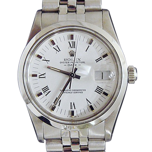 Pre-Owned Mens Rolex Stainless Steel Date White Roman 15000