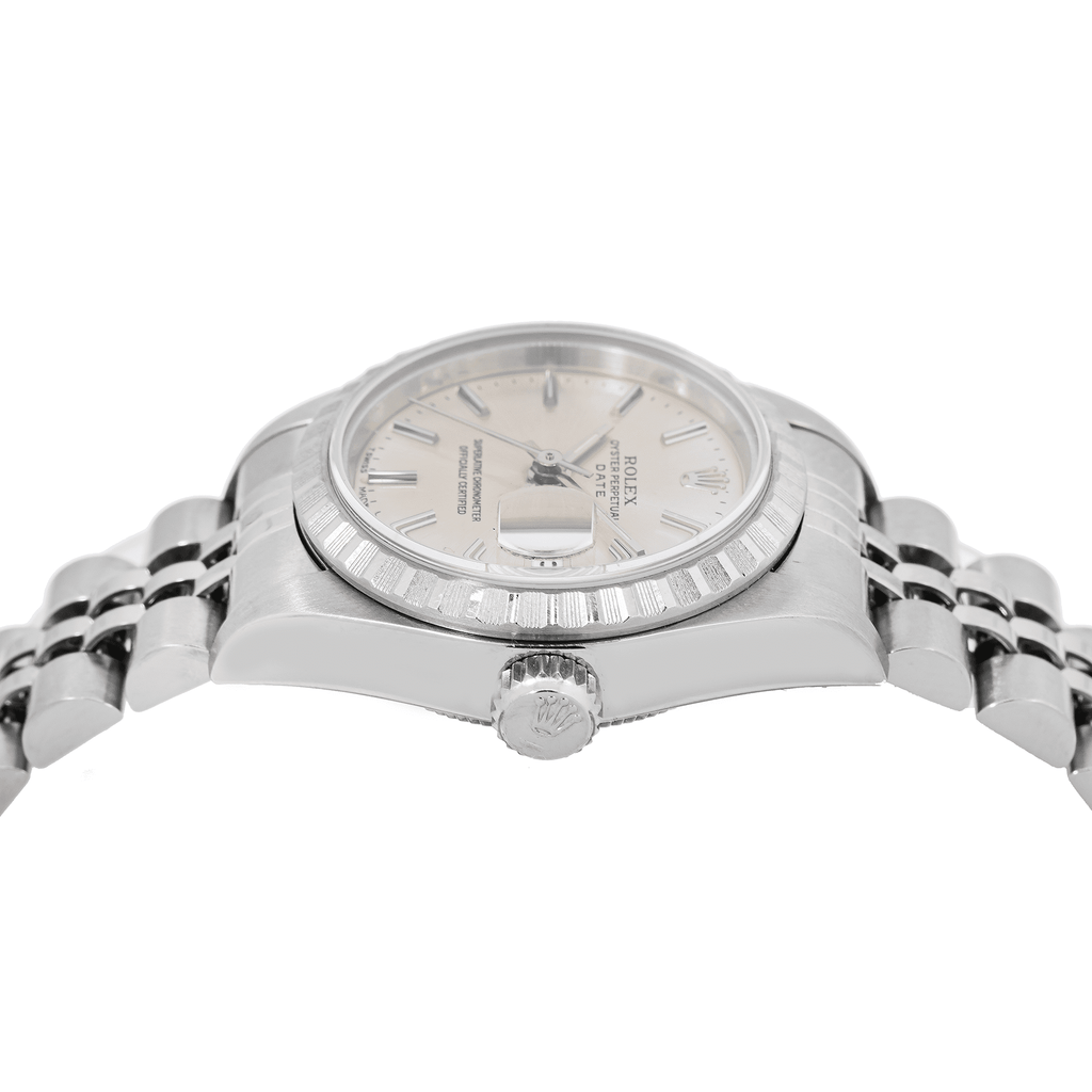 Pre-Owned Adult Ladies Rolex Oyster Perpetual Date 69240 26MM Silver Dial with Stainless Steel Jubilee Bracelet