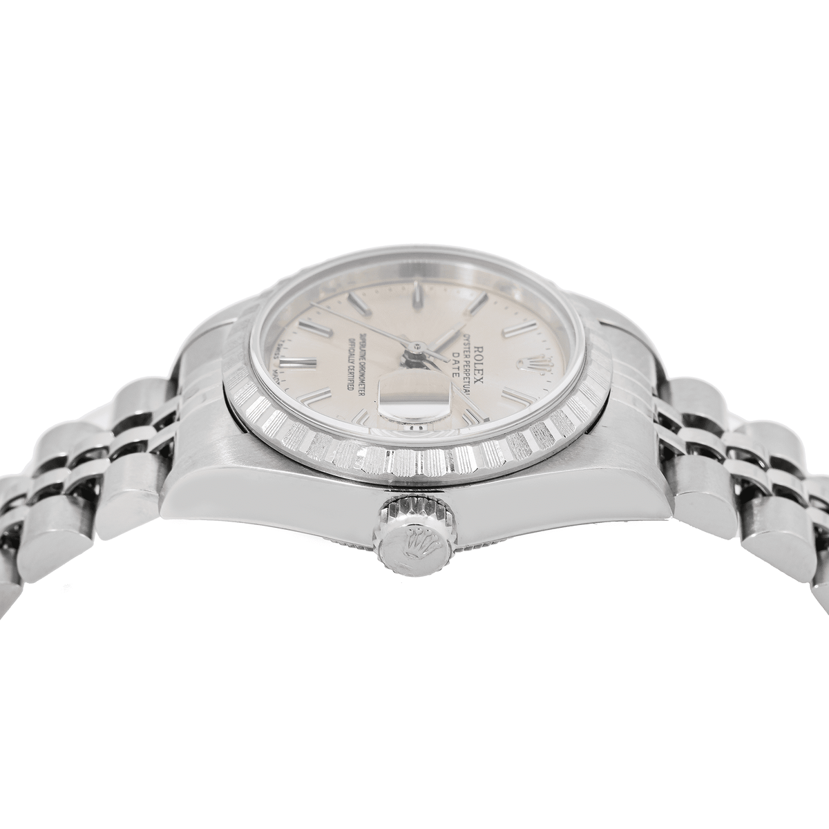 Pre-Owned Adult Ladies Rolex Oyster Perpetual Date 69240 26MM Silver Dial with Stainless Steel Jubilee Bracelet