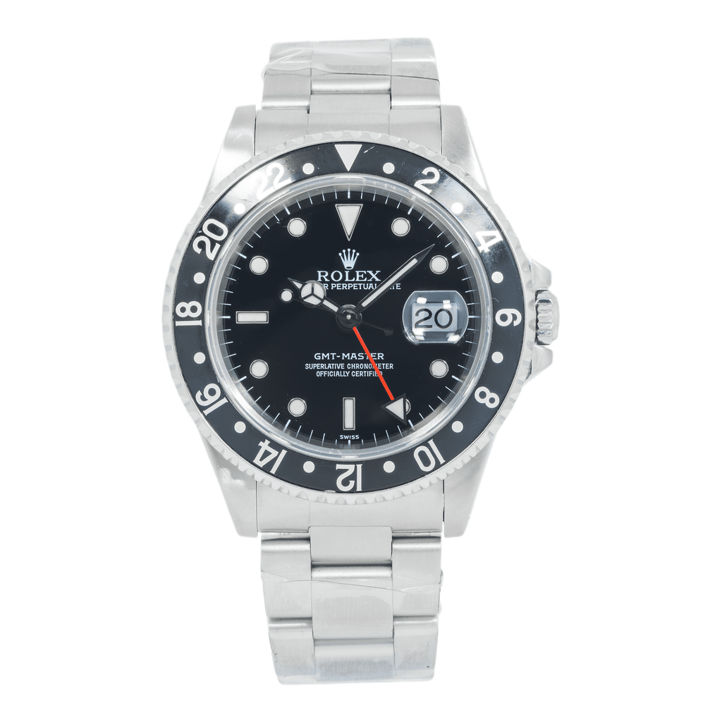 Pre-Owned Rolex Stainless Steel GMT Master II 40mm with Oyster Bracelet 16710, Black Insert