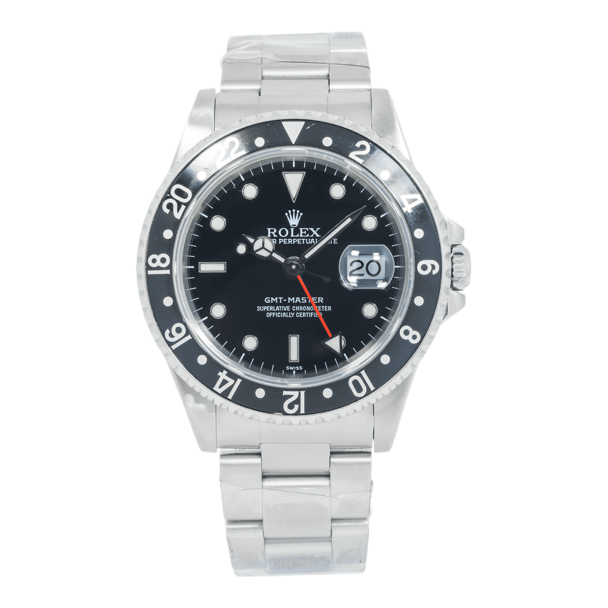 Pre-Owned Rolex Stainless Steel GMT Master II 40mm with Oyster Bracelet 16710, Black Insert