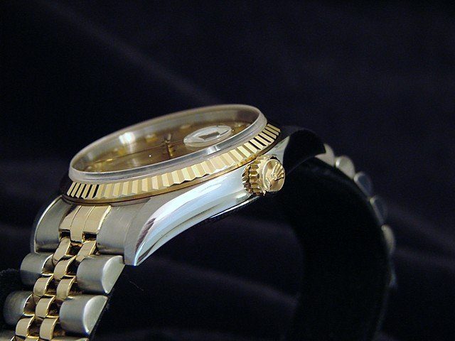 Pre-Owned Mens Rolex Two-Tone 18K/SS Datejust Champagne Diamond 16233