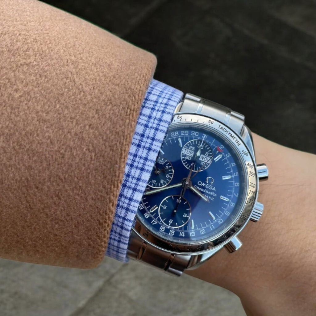 Pre-Owned Omega Speedmaster 3511.80.00 Date Blue Dial Chronograph Mens Watch