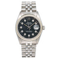 Pre-Owned Rolex Datejust 36MM 1601 Black Diamond Dial Fluted Bezel Stainless Steel Jubilee Bracelet