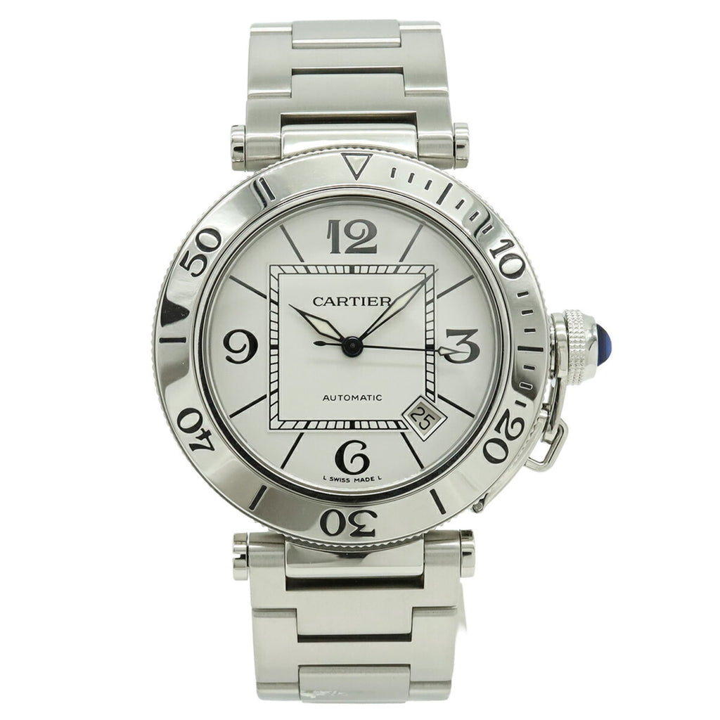 Pre-Owned Cartier Pasha Seatimer, silver dial, automatic transmission, men's watch, W31080M7