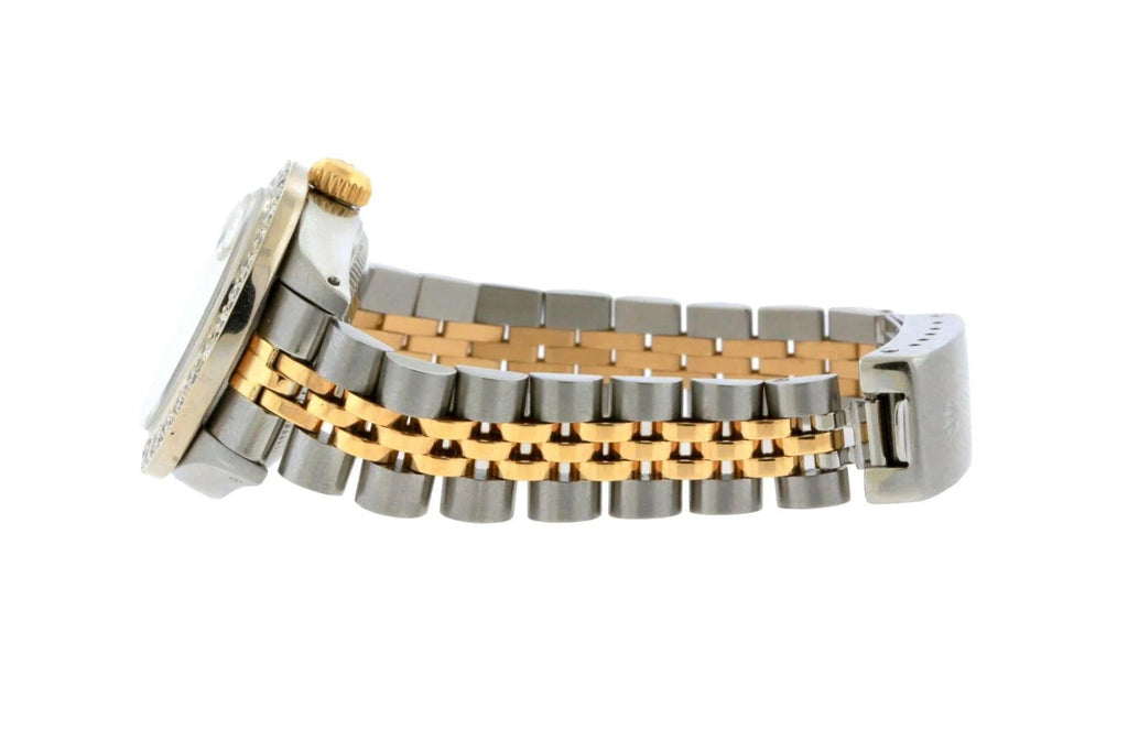 Pre-Owned Rolex Datejust 26MM 69173 Blue Diamond Dial Diamond Bezel Two Tone Yellow Gold Jubilee Bracelet 1.2ct