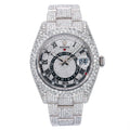 Pre-Owned Rolex Sky-Dweller 42MM 326934 Diamond Paved Roman Dial Diamond Bezel Stainless Steel Full Diamond Oyster Bracelet 16.75ct