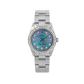 Pre-Owned Rolex Oyster Perpetual 31MM 67480 Blue Mother of Pearl Diamond Dial Diamond Bezel Stainless Steel Oyster Bracelet 1.05ct