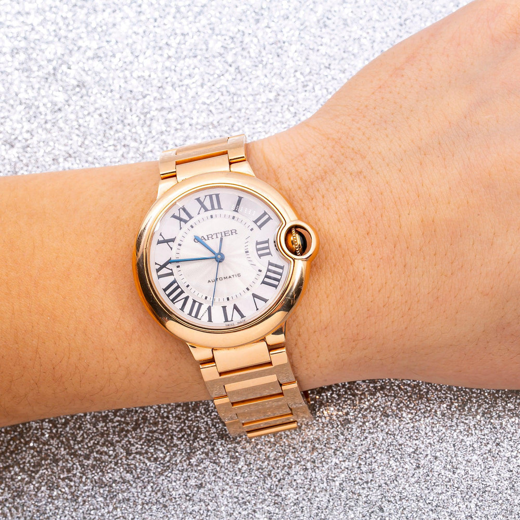 Pre-Owned Cartier Ballon Bleu W69004Z2 36MM White Dial With Rose Gold Bracelet