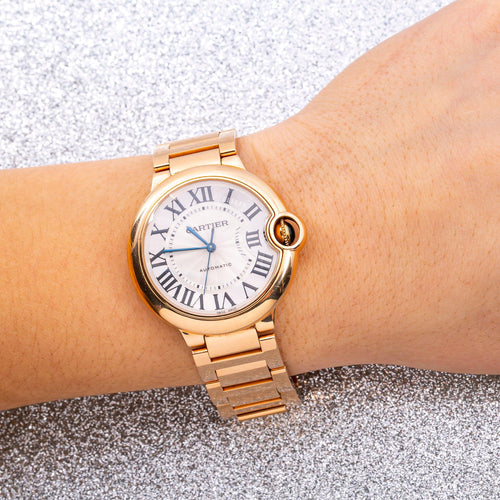 Pre-Owned Cartier Ballon Bleu W69004Z2 36MM White Dial With Rose Gold Bracelet
