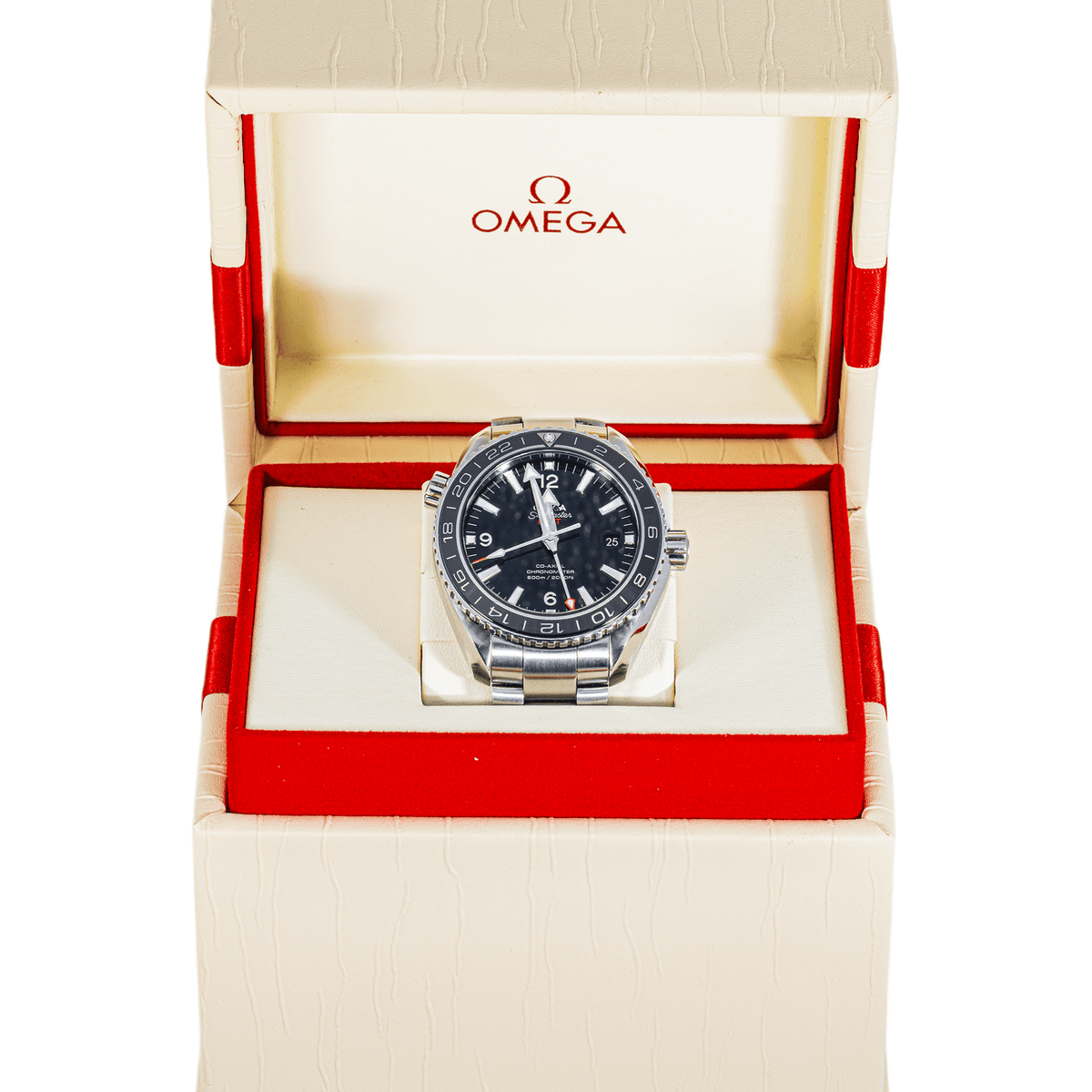 Pre-Owned Omega Seamaster Planet Ocean 600M GMT 43.5mm Black Dial Stainless Steel Bracelet Watch